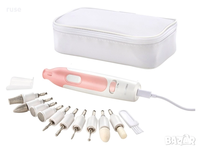 НОВИ! Електрическа пила за нокти маникюр педикюр 10 приставки безжична