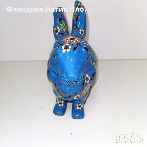 	 Синьо порцеланово зайче, снимка 3 - Статуетки - 32433176