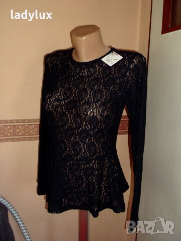 Jacqueline de Yong, Нова Дантелена блуза с пеплум, Размер XS. Код 1068, снимка 4 - Блузи с дълъг ръкав и пуловери - 29376863