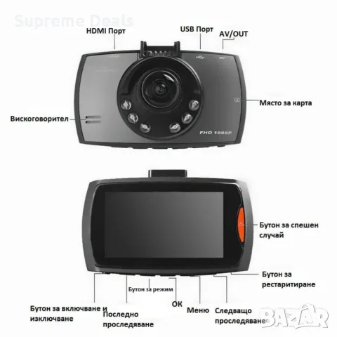 Видеорегистратор DVR за кола G30 Full HD 1080P с G-SENSOR, снимка 7 - Аксесоари и консумативи - 56313571