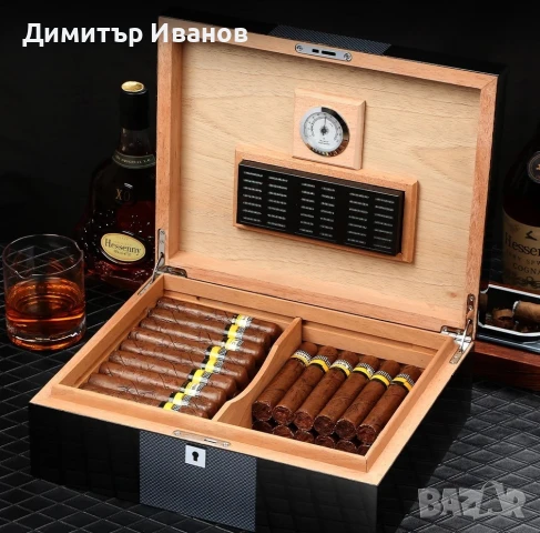 Galiner кедров хумидор със овлажнител и хидрометър за 30-50 пури, снимка 2 - Други - 50992266