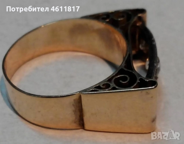 Стар златен пръстен с диаманти, снимка 10 - Пръстени - 52176793