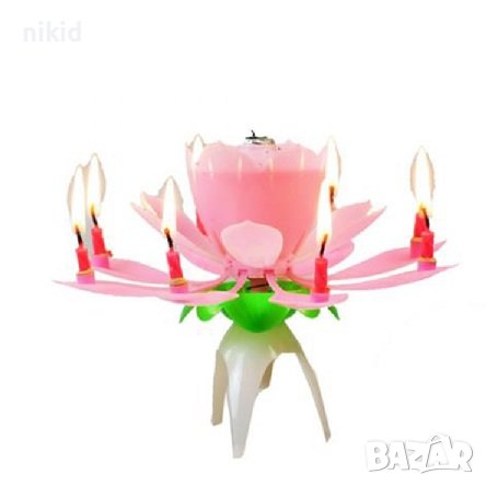 музикална голяма свещ разтварящо цвете лотус лотос за торта украса , снимка 6 - Други - 16606178