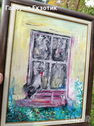 "Маслена картина"Ранобудно петленце" с подарък авторско стихче, снимка 4 - Картини - 54152498