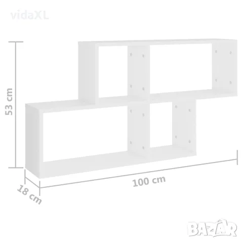vidaXL Стенен рафт, бял, 100x18x53 см, инженерно дърво, снимка 6 - Етажерки - 56147804