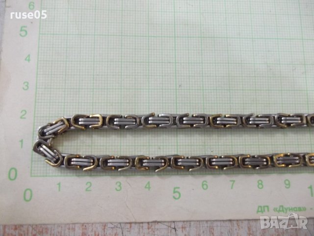 Синджир двуцветен имитационна бижутерия медицинска стомана, снимка 3 - Колиета, медальони, синджири - 37564672