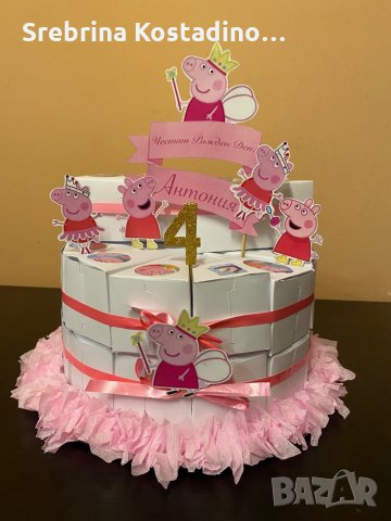 Картонена торта”Peppa pig”, снимка 2 - Подаръци за рожден ден - 33504863