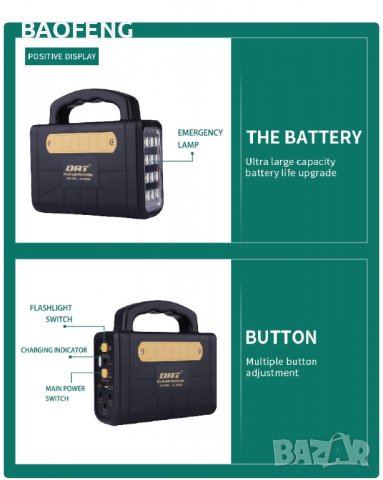Соларен комплект Нов Dat-At-9006, фенер, прожектор, радио, usd, sd карта, комплект за осветление, снимка 7 - Къмпинг осветление - 37449985