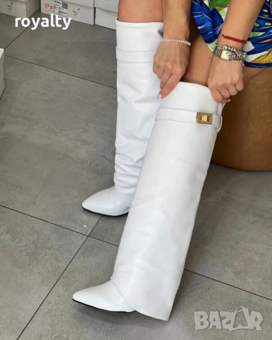 Ботуши на платформа - бял лак , снимка 2 - Дамски ботуши - 51847347