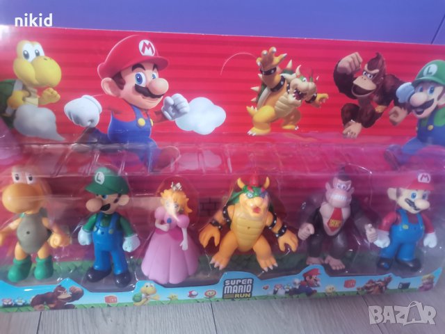 Светещи Големи 6 бр Супер Марио Super Mario пластмасови фигурки PVC за игра и украса торта топер, снимка 1 - Фигурки - 24697673
