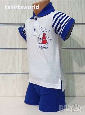 Ново детско комплектче: тениска с яка и трансферен печат Платноход+шорти, от 2-4 години, снимка 6 - Детски комплекти - 33899228