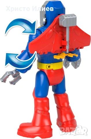  Супермен с екзо костюм като робот 30см със светлини и звуци Fisher Price Imaginext DC, снимка 6 - Фигурки - 53913414
