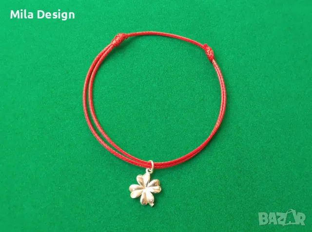 Гривна червен конец със сребро, снимка 6 - Гривни - 39532407