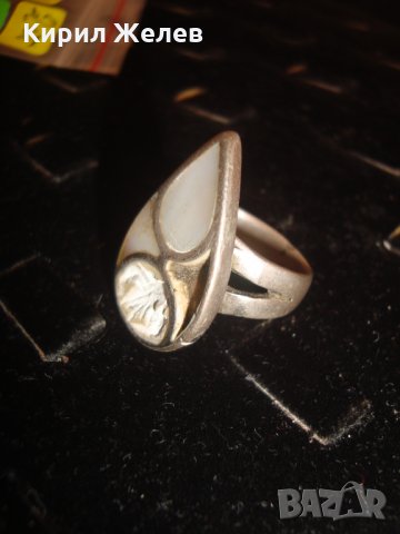 СТАР СРЕБЪРЕН ДАМСКИ ПРЪСТЕН със СЕДЕФ 925 ПРОБА 14993, снимка 10 - Пръстени - 30330706