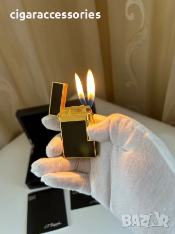 S.T. Dupont Ligne 2 – Black & Gold запалка, 2 пламъка, снимка 2 - Запалки - 53009162