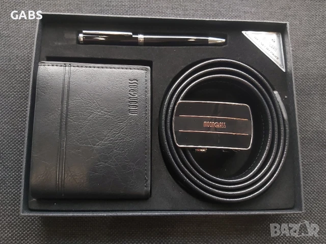 Подаръчен комплект колан,портмоне и химикал Moon Grass 2 цвята