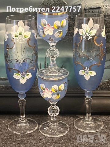 Бохемски кристал, снимка 7 - Антикварни и старинни предмети - 52253175