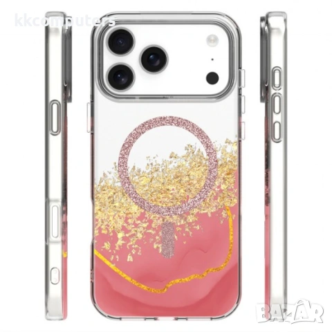 Кейс Epoxy Mag за iPhone 17 Pro Max (6.9) розов и Протектор, снимка 11 - Калъфи, кейсове - 54156274