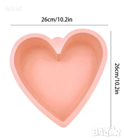 16 - 26 см голямо сърце силиконов молд форма за кекс торта блат десерт сладкиш, снимка 4 - Форми - 48033258