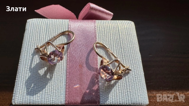 Руски златни обеци с александрит, снимка 4 - Обеци - 54143534