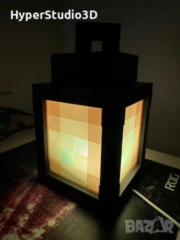 3D принтирана Minecraft лампа