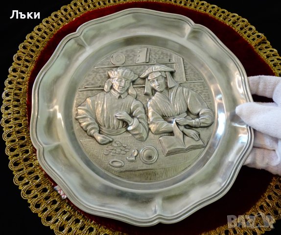 Пано от калай с картина на Quentin Matsys. , снимка 2 - Антикварни и старинни предмети - 36673839