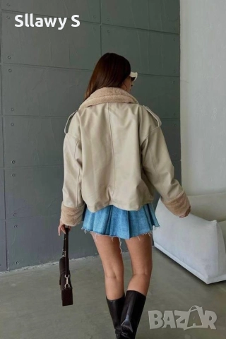 Кожено бомбер яке, снимка 3 - Якета - 52563918