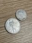 Лот от 1 лея 1910 г + 50 бани 1910 г, Румъния - сребърни монети