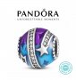 Талисман Pandora Пандора сребро 925 Purple-Blue Galaxy. Колекция Amélie, снимка 1 - Гривни - 39568754