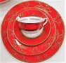 Червени чаши за чай и кафе от костен порцелан използваем в миялна машина, снимка 4