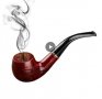 Лула  гравирана с дърворезба.Solid Wood Resin Tobacco Pipe Red Black Pattern Carving Smoke Pipe, снимка 1