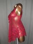 М Ярко червена,прозрачна  ,бродирана нощница , снимка 6