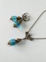 Разкошни обеци с лазурно сини мъниста от Венецианско стъкло и орнаменти в цвят бронз, снимка 8