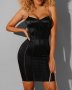 Черна рокля сатен с верижки Avin Alessa Cliche, снимка 11