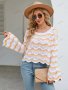 Дамски моден пуловер с дълги ръкави и кръгло деколте на райета, 3цвята - 023 , снимка 13