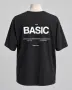 BASIC – черна oversize тениска с принт отпред и отзад, снимка 2
