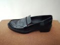 №39 Zara дамски обувки мокасини/лоуфъри от естествена кожа в черен цвят