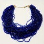Винтидж ръчно изработено колие с множество нишки кобалтово сини стъклени мъниста., снимка 6