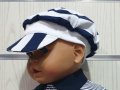 Нова детска моряшка шапка козирка на едро райе, от 6 месеца до 8 години