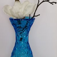 Синя стъклена ваза Rossini Empoli Blue Art Glass., снимка 2 - Вази - 42335124