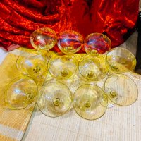Комплект Разкошни Старинни Стъклени Чаши Калиево Стъкло, снимка 8 - Колекции - 42380072