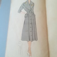 Албум с модели. 1952г. Robes elegantes. Ретро мода. Литография. Модели на дамски дрехи. Дизайнерски., снимка 6 - Антикварни и старинни предмети - 37525030