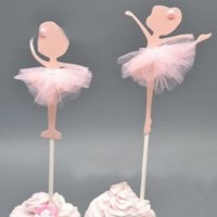 Момиче Балерина балет сребърен златен розов брокат мек топер украса декор за мъфини торта парти , снимка 2 - Други - 34479039