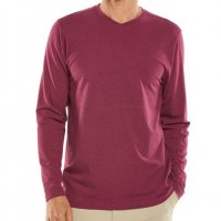 Coolibar - UV блуза за мъже - V-образно деколте с дълъг ръкав - Morada - Cranberry