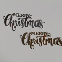 Елемент от хартия надпис Merry christmas весела коледа 2 бр скрапбук декорация , снимка 4 - Други - 38183900
