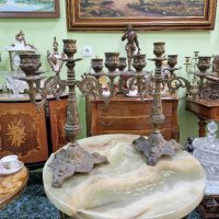 Чифт красиви антикварни френски бронзови свещници , снимка 7 - Антикварни и старинни предмети - 44304170