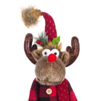 Коледен елен, седящ с Кариран костюм, 39см, снимка 4 - Декорация за дома - 42718912