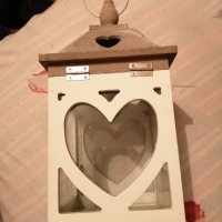 Дървен фенер сърце с метална дръжка, снимка 7 - Други - 37321477