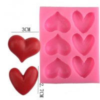 6 заоблени сърца сърце силиконов молд форма фондан шоколад гипс смола сапун, снимка 1 - Форми - 32193539
