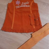 Сукманче/рокличка и чорапогащник в оранжево за момиченце р-р 74, снимка 5 - Комплекти за бебе - 31445061